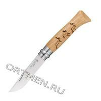 товар Нож Opinel №8 Animalia, нержавеющая сталь, рукоять дуб, гравировка олени