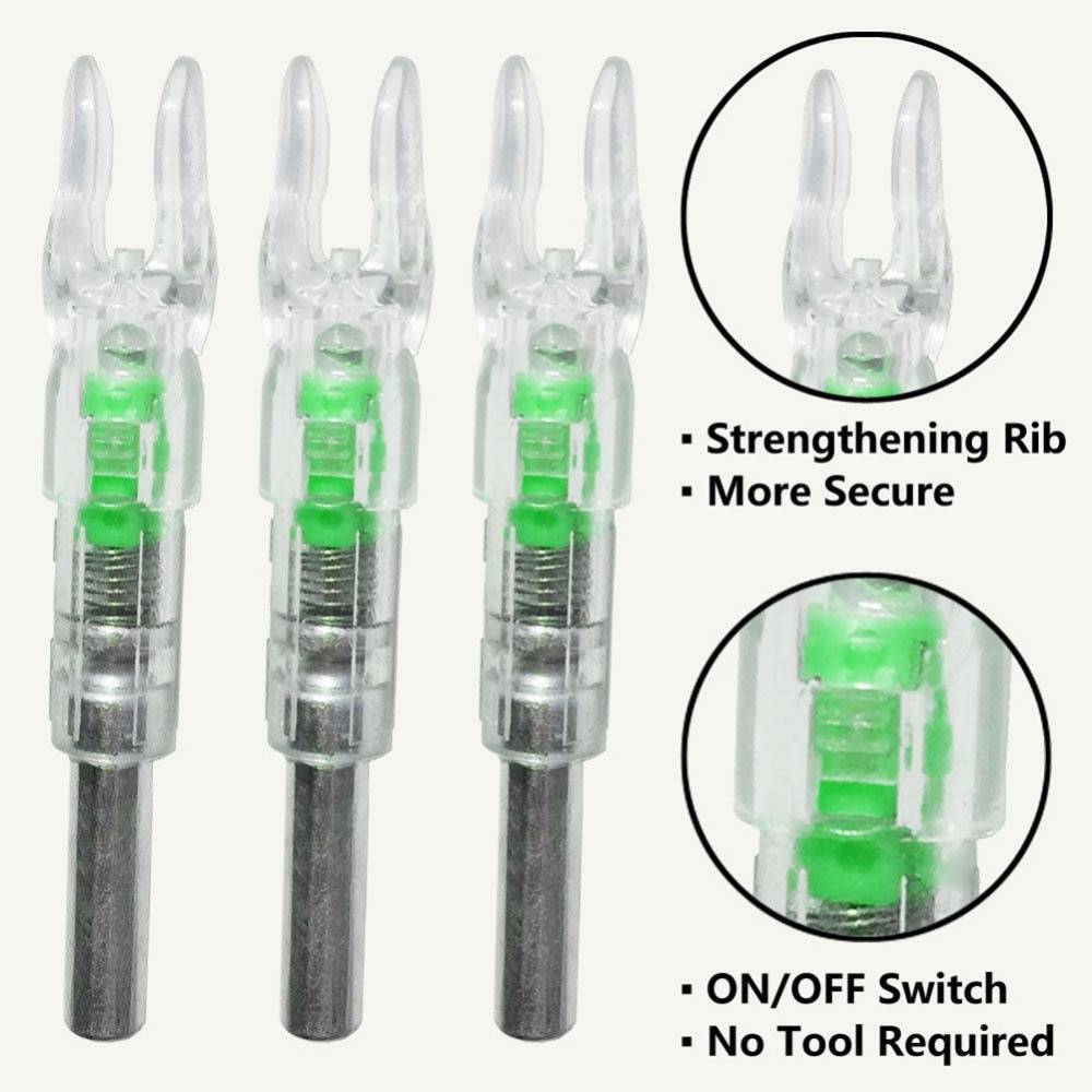 Хвостовик с подсветкой для лучных стрел (3шт.) Зеленый  Хвостовик с подсветкой для лучных стрел (3шт.) Зеленый