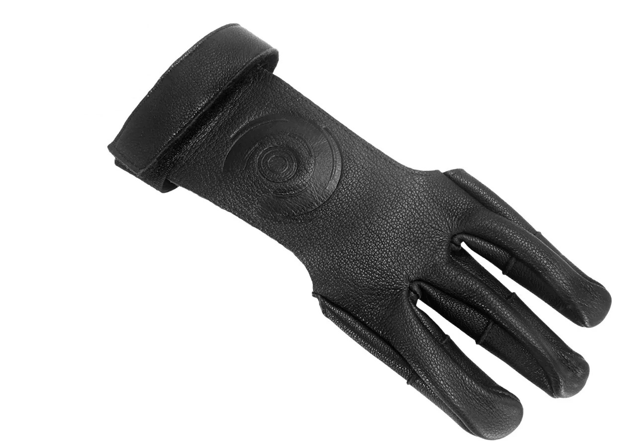 Перчатка для стрельбы из лука кожа (черная)