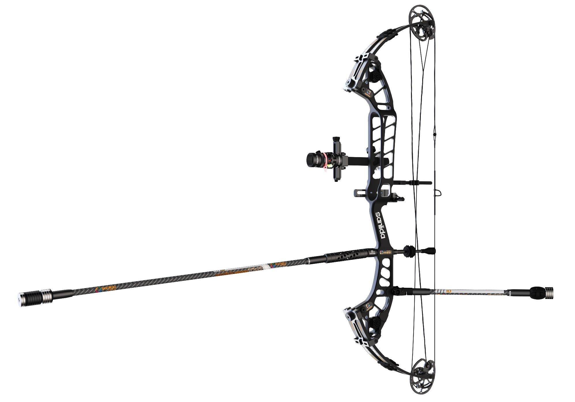 Спортивный блочный лук Sanlida Hero X10 III ver 3.0 40'' KIT Черно-Серебристый 50-60 фунтов 24,5-27 